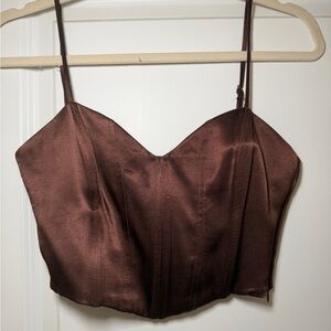 Zara brown silk corset top